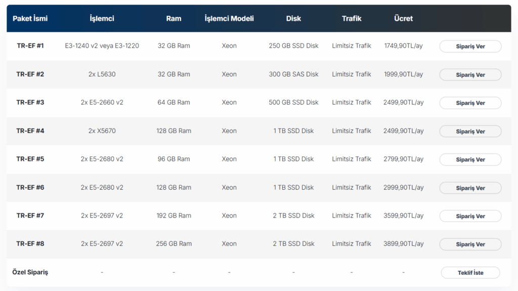 Kayizer Fiziksel Sunucu Kiralama Dedicated Sunucu